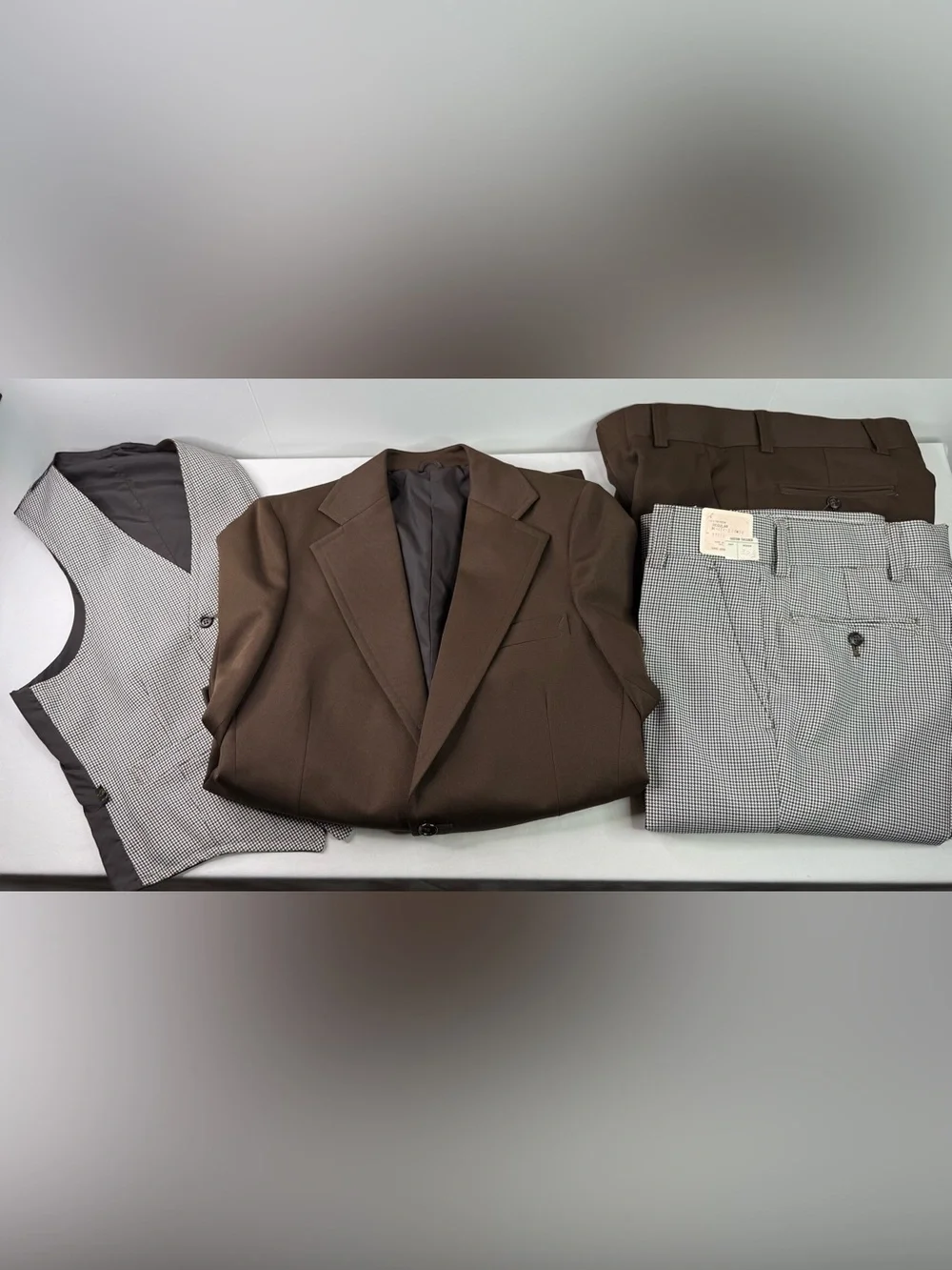 Vintage 70’s Sears 5 Piece Suit Set Reversible Vest Two Pants Jacket Size 36R
